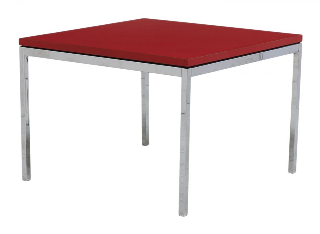 KNOLL CHROME STEEL & LAMINATE SIDE TABLE (1 of 2)