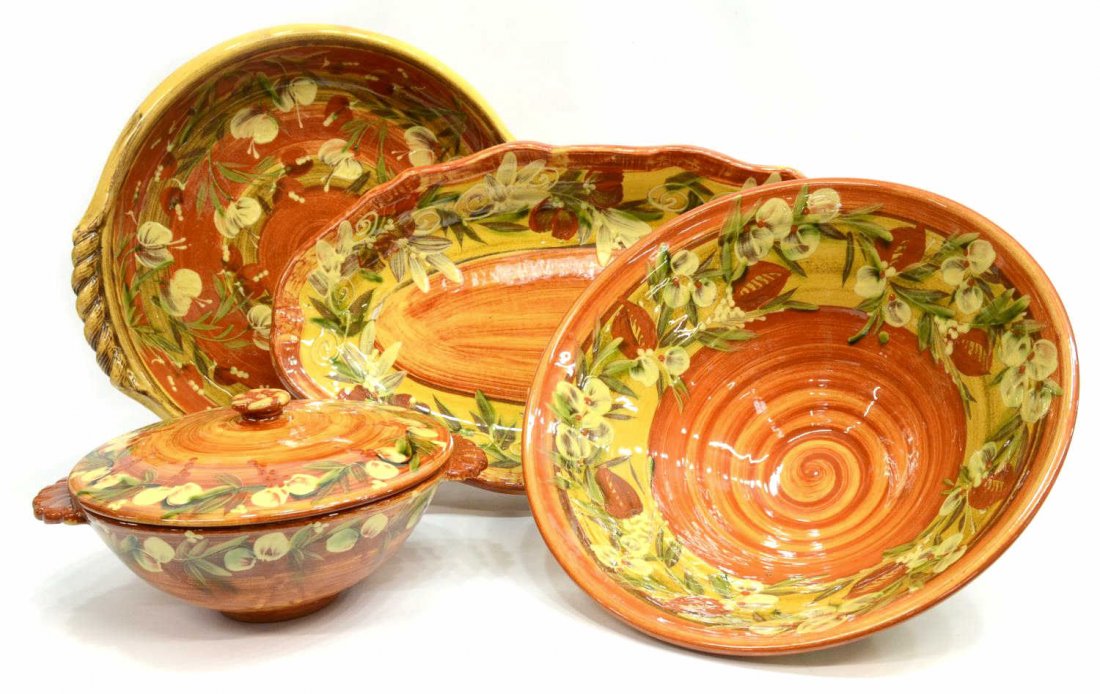 (4) FRENCH GLAZED TERRACOTTA SERVICEWARE (1 of 5)
