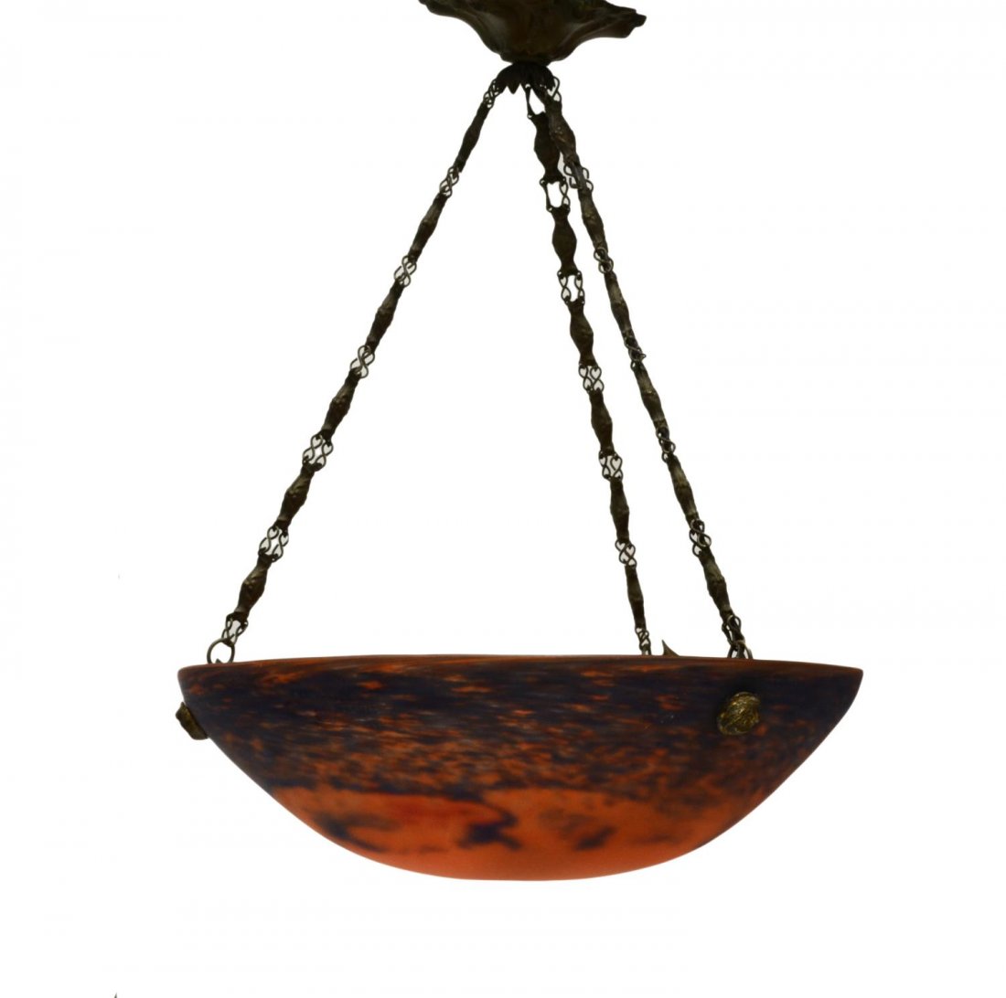 FRENCH COLORED ART GLASS CEILING LAMP (1 of 4)