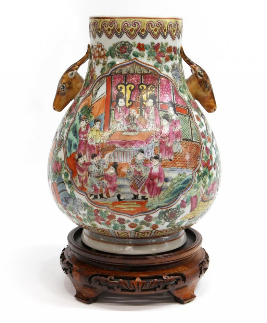CHINESE POLYCHROME ENAMELED PORCELAIN VASE (1 of 6)