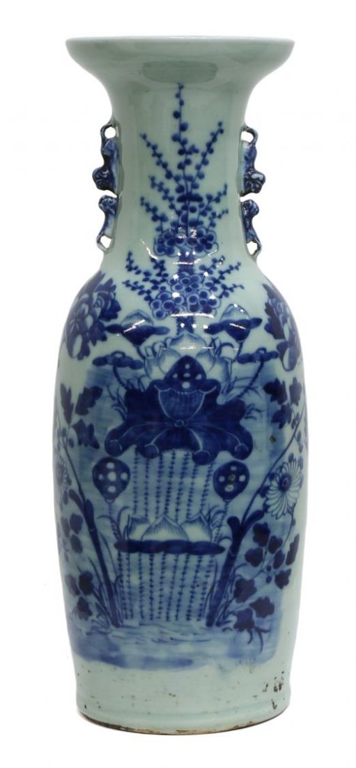 CHINESE BLUE & WHITE PORCELAIN BALUSTER VASE (1 of 4)