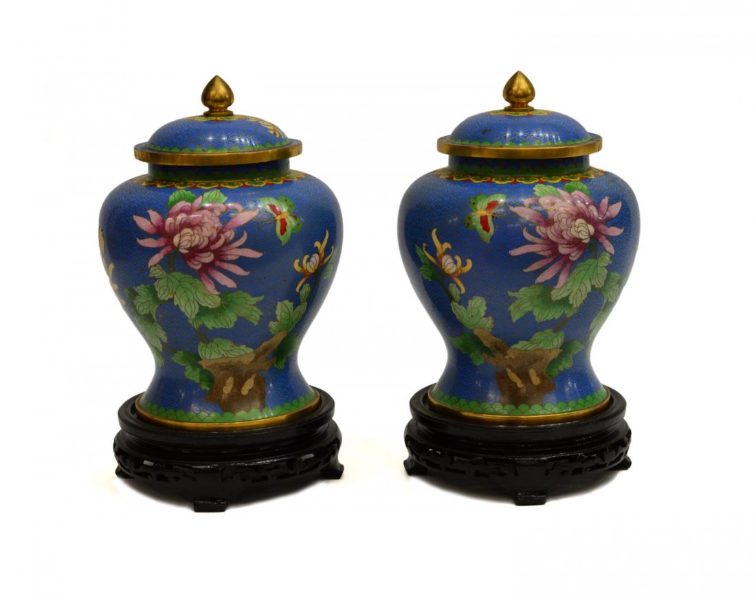 (2) CHINESE CLOISONNE ENAMEL COVERED JARS (1 of 4)