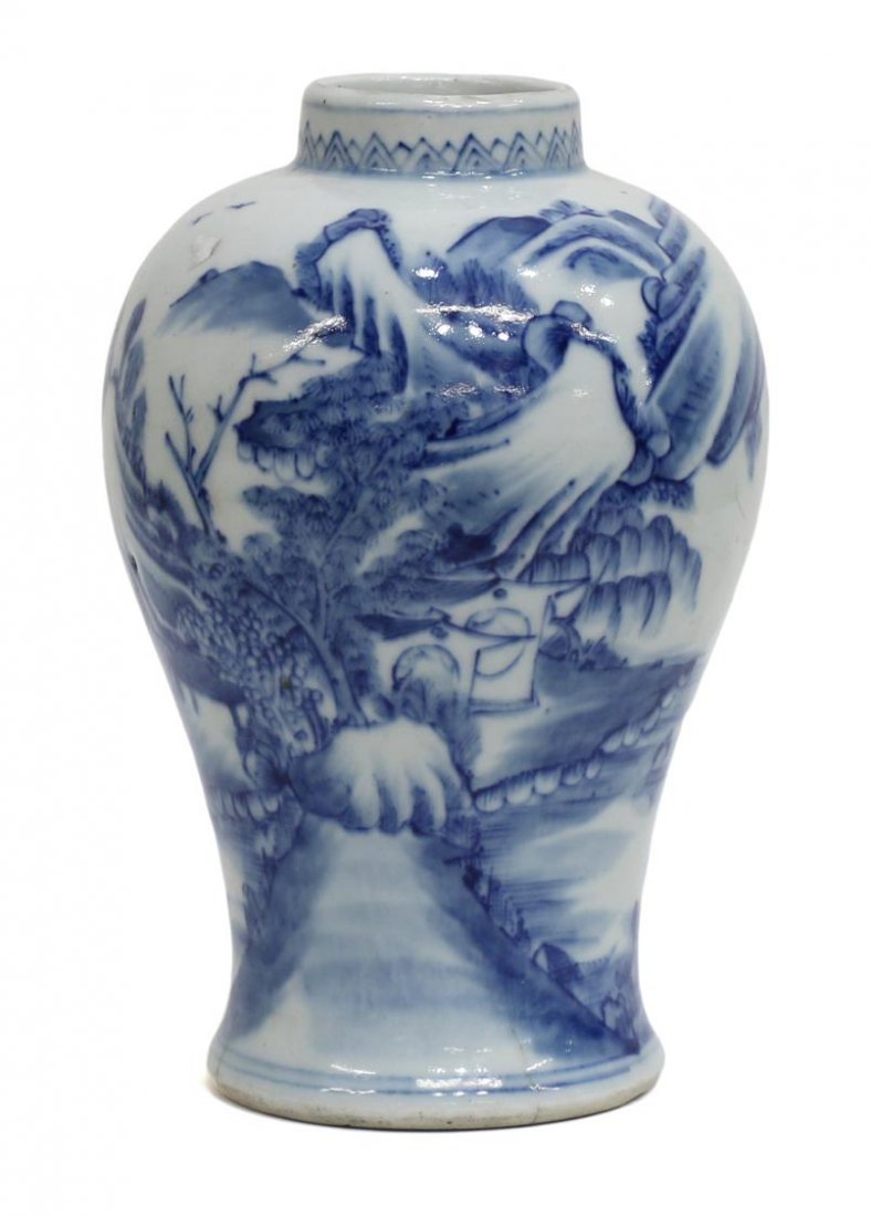 CHINESE BLUE & WHITE PORCELAIN VASE, 18TH C. (1 of 4)
