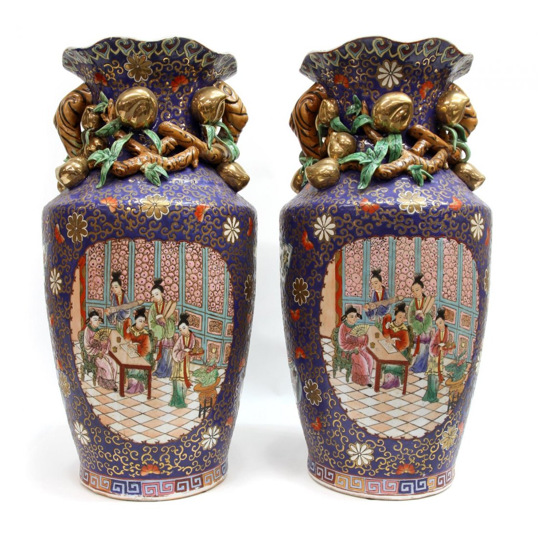 (2) LARGE CHINESE FAMILLE ROSE PORCELAIN VASES (1 of 6)