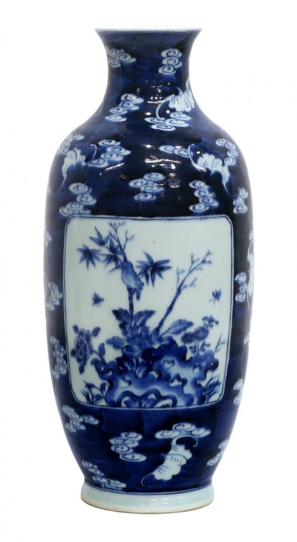 CHINESE BLUE & WHITE PORCELAIN VASE, 18TH C. (1 of 4)