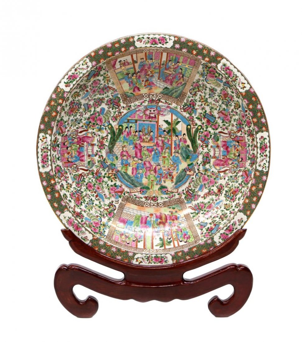 CHINESE ROSE MEDALLION CHARGER, UNITED WILSON (1 of 5)