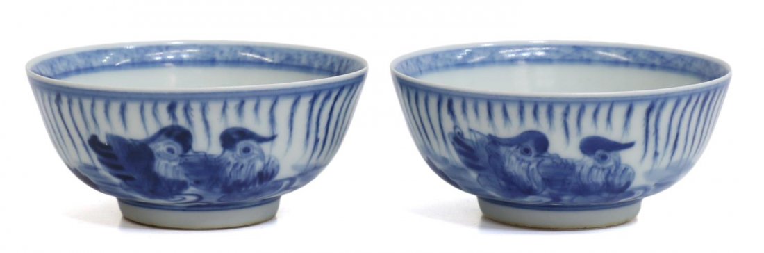 (2) CHINESE BLUE & WHITE PORCELAIN BOWLS, QING (1 of 6)