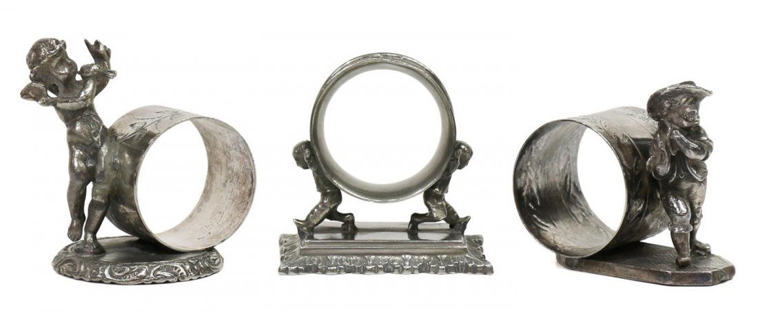 (3) AMERICAN SILVERPLATE FIGURAL NAPKIN RINGS (1 of 6)