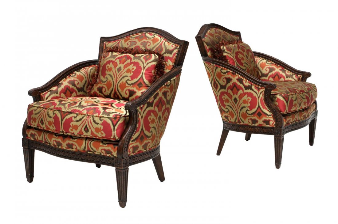 (2) DESIGNER LOUIS XVI STYLE LOUNGE CHAIRS (1 of 6)