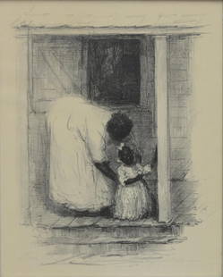 WAYMAN ADAMS (1883-1959), FRAMED LITHOGRAPH: Framed lithograph on paper, "Little Lily", titled lower left, pencil signed lower right Wayman Adams (Wayman Elbridge Adams, American, 1883-1959), Houston gallery tag at verso, sight: 12.5"h, 10"w, ov