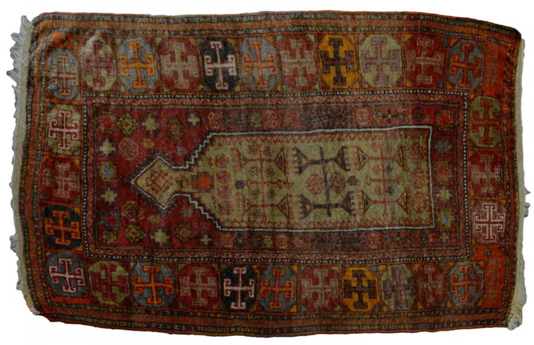 KURDISH HAND WOVEN WOOL PRAYER RUG, 6' x 3'10" (1 of 4)