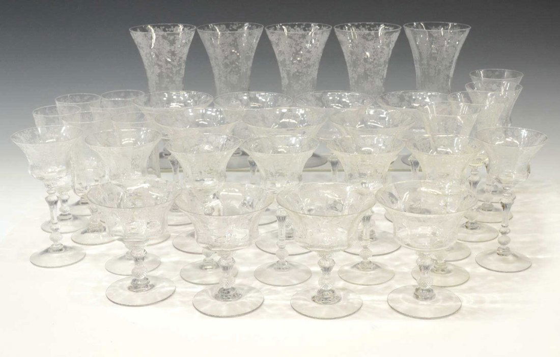 (33) CAMBRIDGE GLASS ROSEPOINT STEMWARE SERVICE (1 of 7)