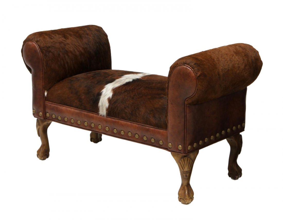 COWHIDE & LEATHER BENCH (1 of 3)