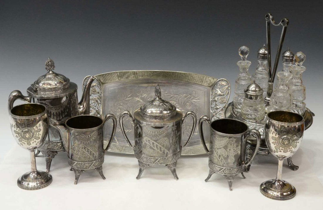 (8) PORTRAIT MEDALLION GOBLETS & CASTOR SET (1 of 5)