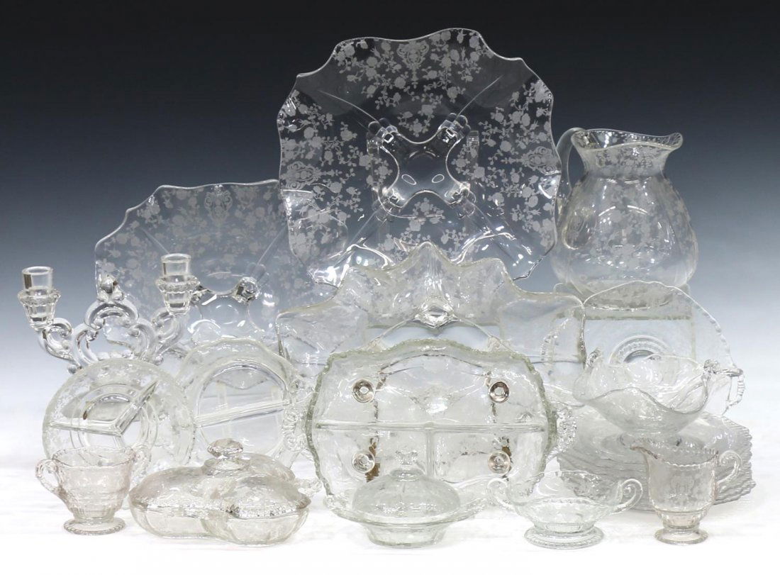 (23) CAMBRIDGE GLASS ROSEPOINT SERVICEWARE (1 of 7)