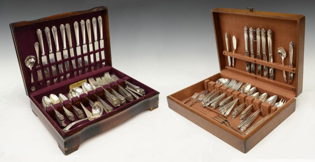 (2) VINTAGE SILVERPLATE FLATWARE SERVICE SETS (1 of 5)