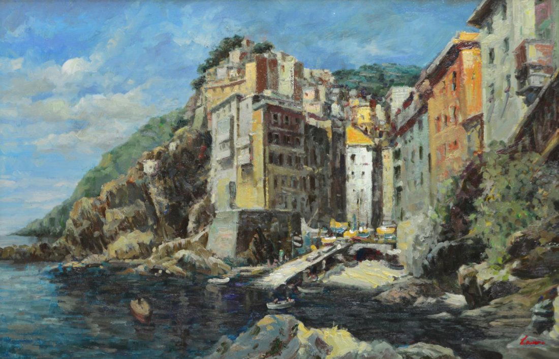 LAW KWOK KEUNG (B. 1954) COASTAL CITY PAINTING (1 of 3)