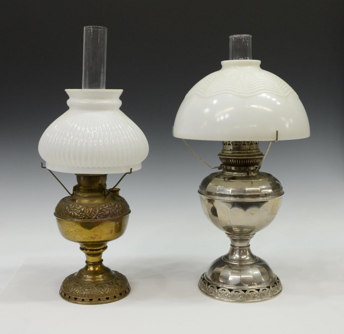 (2) VICTORIAN KEROSENE OIL LAMPS, ELECTRIFIED (1 of 5)