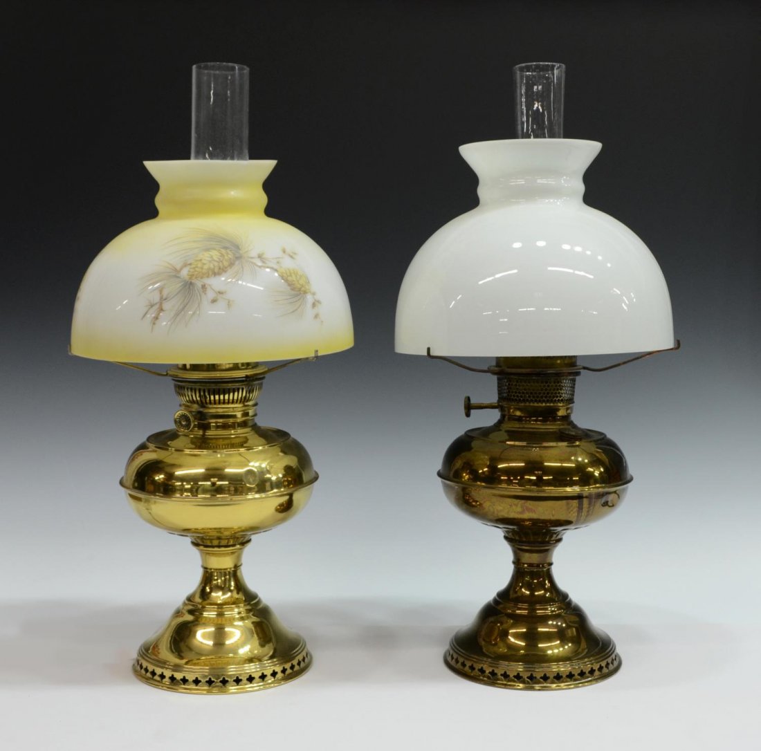 (2) VICTORIAN KEROSENE OIL LAMPS, ELECTRIFIED (1 of 3)