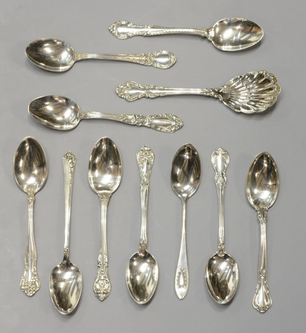 (11) STERLING SILVER SPOONS, ASSORTED MAKERS & PATTERNS (1 of 3)