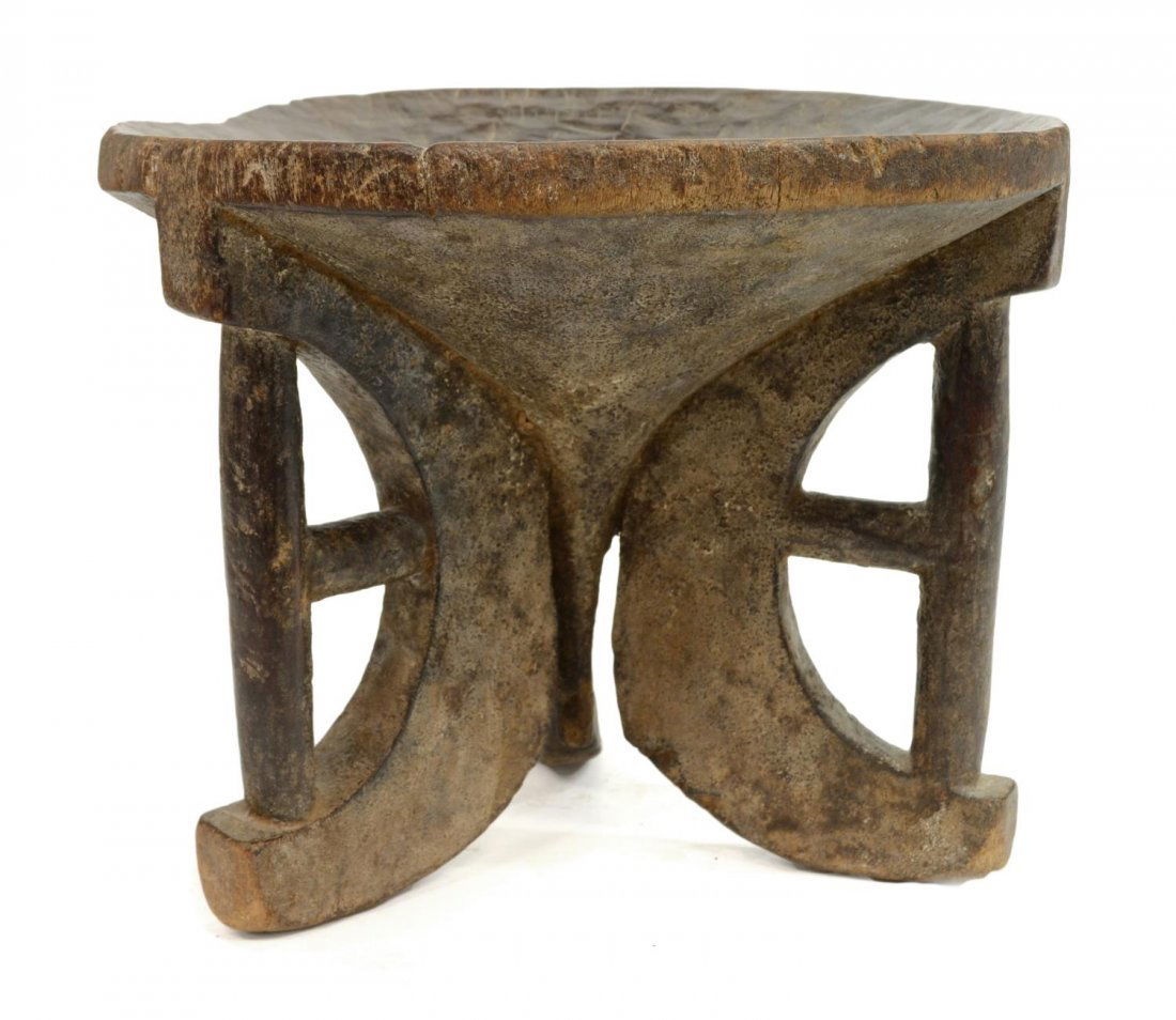 (2) VINTAGE AFRICAN HAND CARVED WOOD STOOLS (1 of 6)