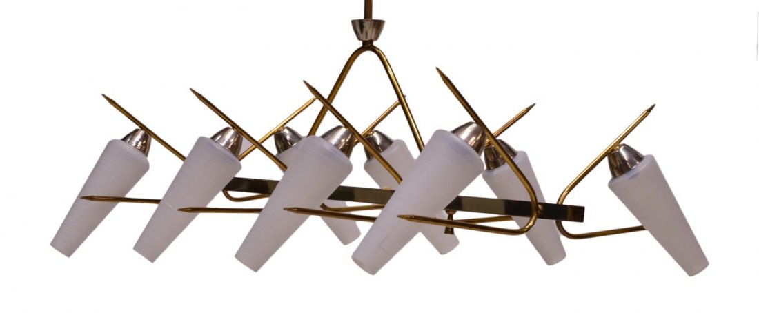 FRENCH MID-CENTURY MODERN 8-LIGHT CHANDELIER (1 of 3)