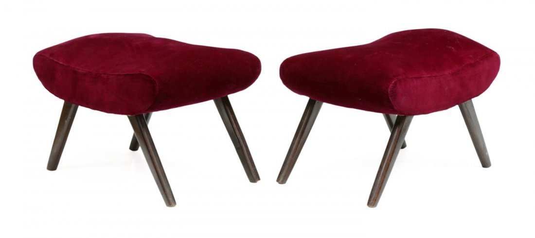 (2) ITALIAN MID-CENTURY MODERN UPHOLSTERED STOOLS (1 of 3)
