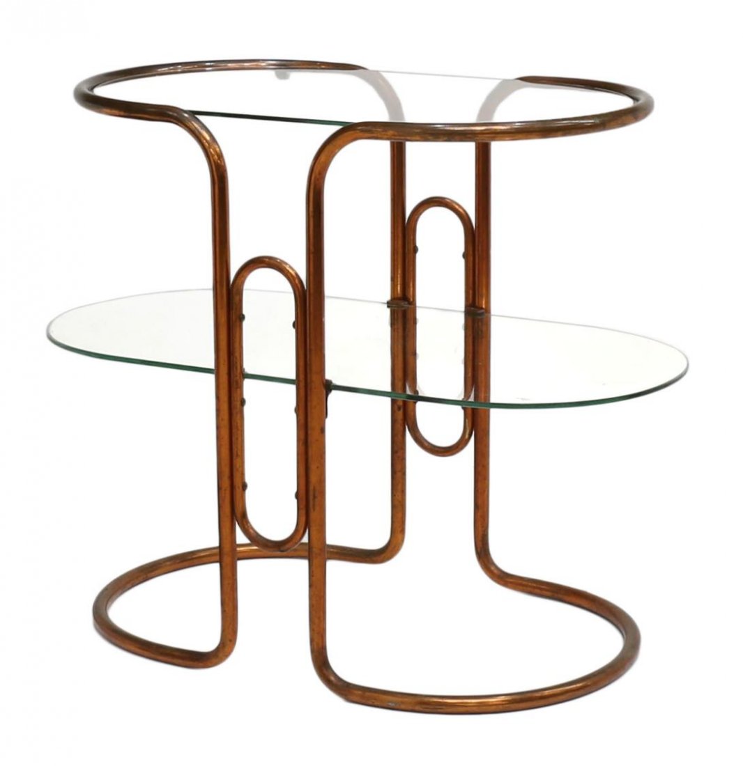 ITALIAN TUBLAR GLASS TOP SERVICE TABLE (1 of 1)