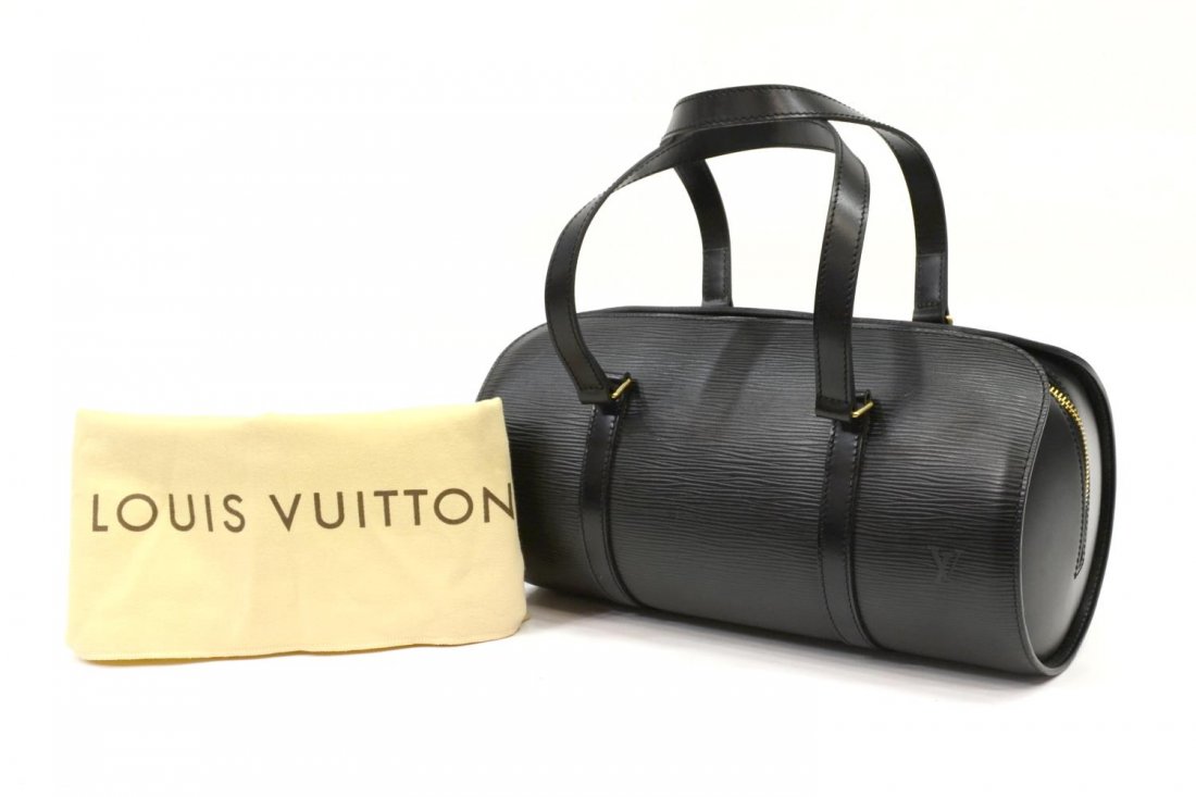 LOUIS VUITTON BLACK EPI LEATHER SOUFFLOT HANDBAG (1 of 6)