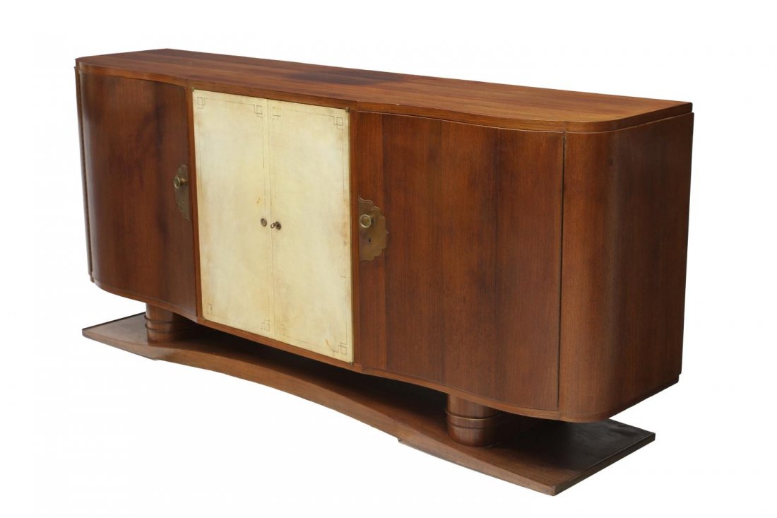 FRENCH ART DECO SHAPED FITTED SIDEBOARD (1 of 5)