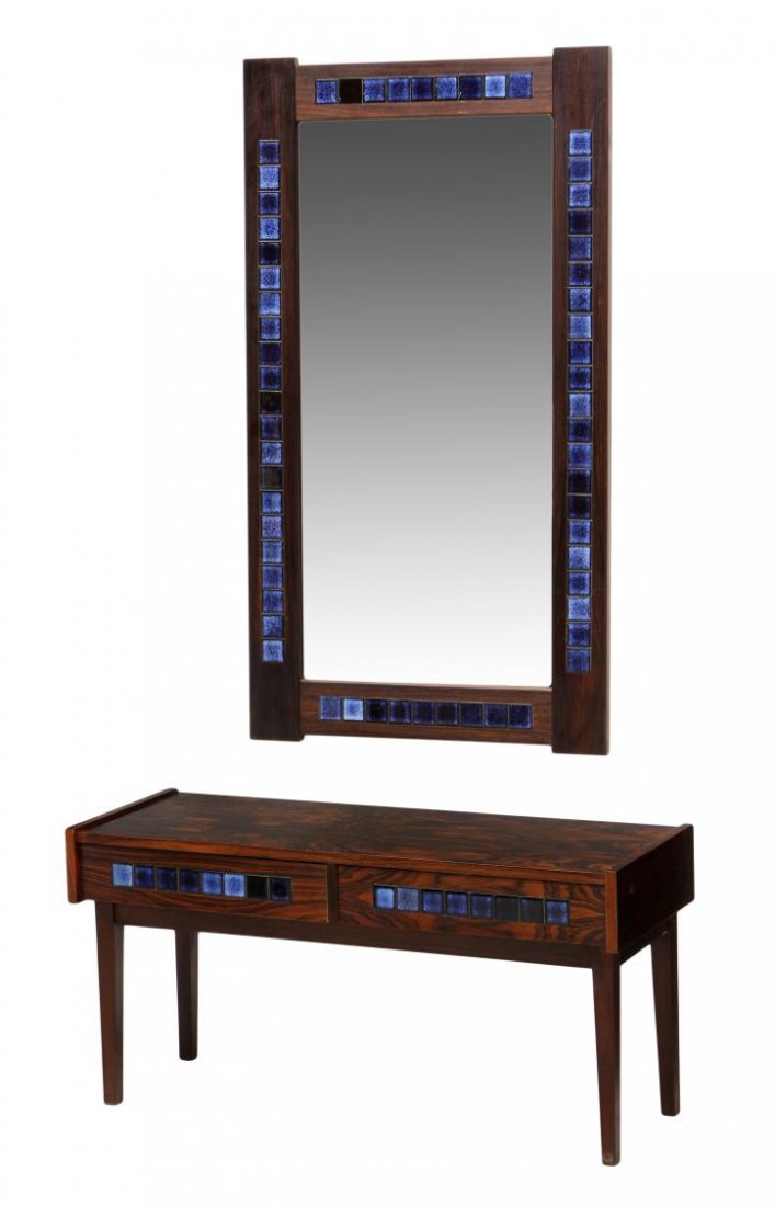 DANISH MID-CENTURY MODERN TILE ACCENTED CONSOLE (1 of 4)