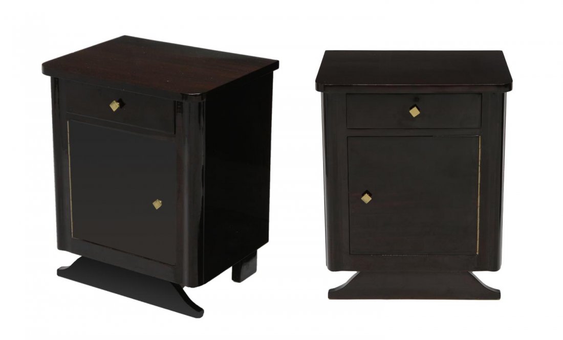 (2) LACQUERED ART DECO BEDSIDE CABINETS (1 of 4)