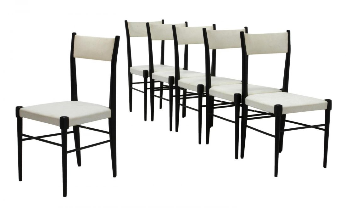 (6) ITALIAN MODERN EBONIZED FRAME DINING CHAIRS (1 of 4)