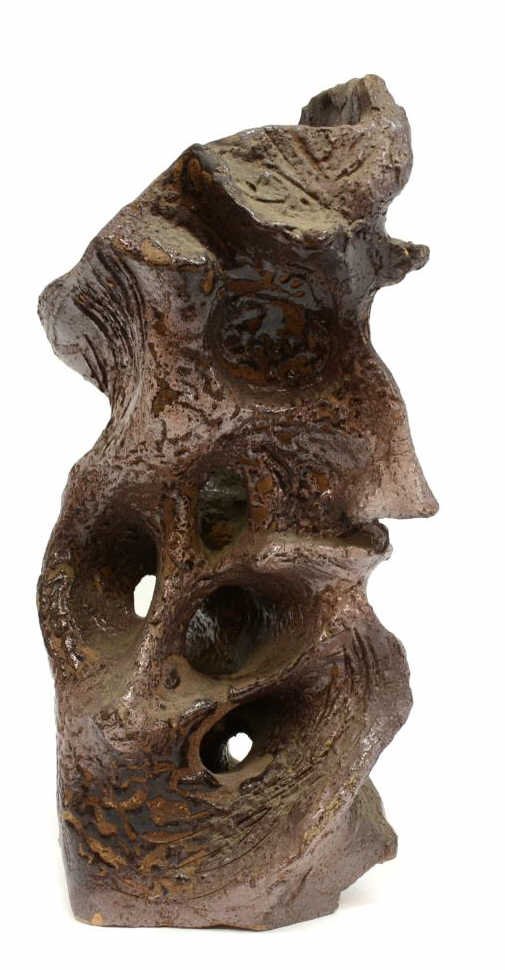 ITALIAN CERAMIC SCULPTURE, ABSTRACT FACE, SIGNED (1 of 6)