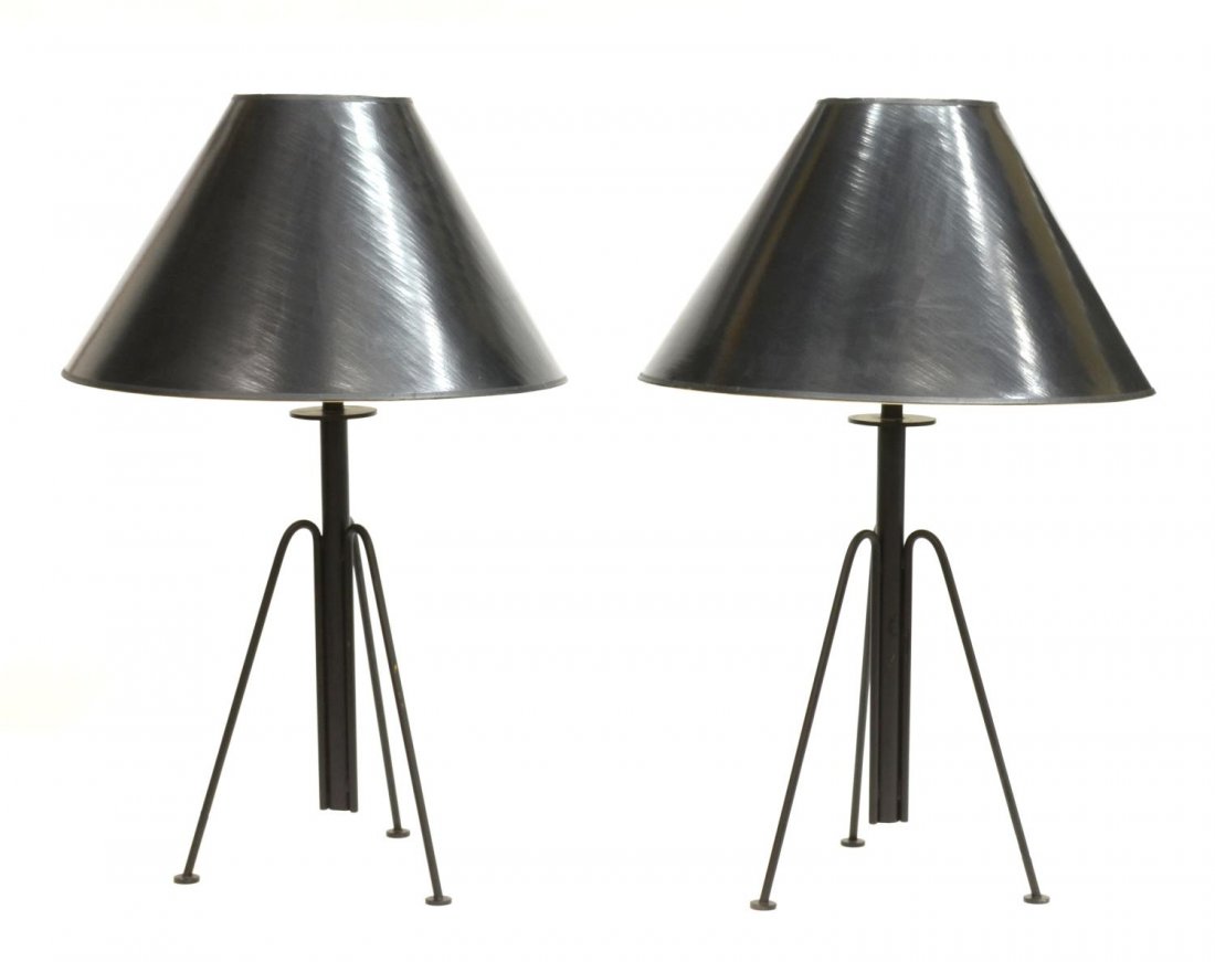 (PAIR) MODERN BLACK STEEL TABLE LAMPS (1 of 4)