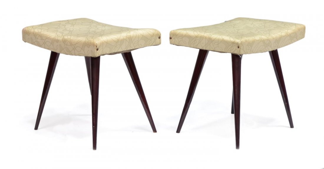 (2) ITALIAN MID-CENTURY MODERN UPHOLSTERED STOOLS (1 of 3)