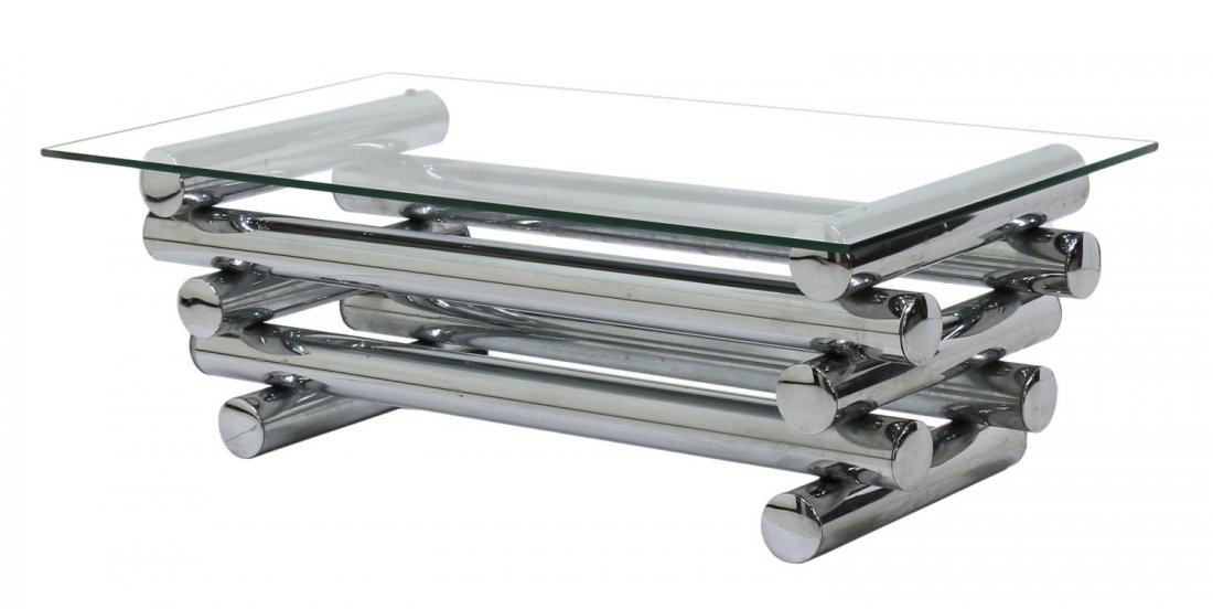 FRENCH MID-CENTURY TUBULAR GLASS COFFEE TABLE (1 of 1)