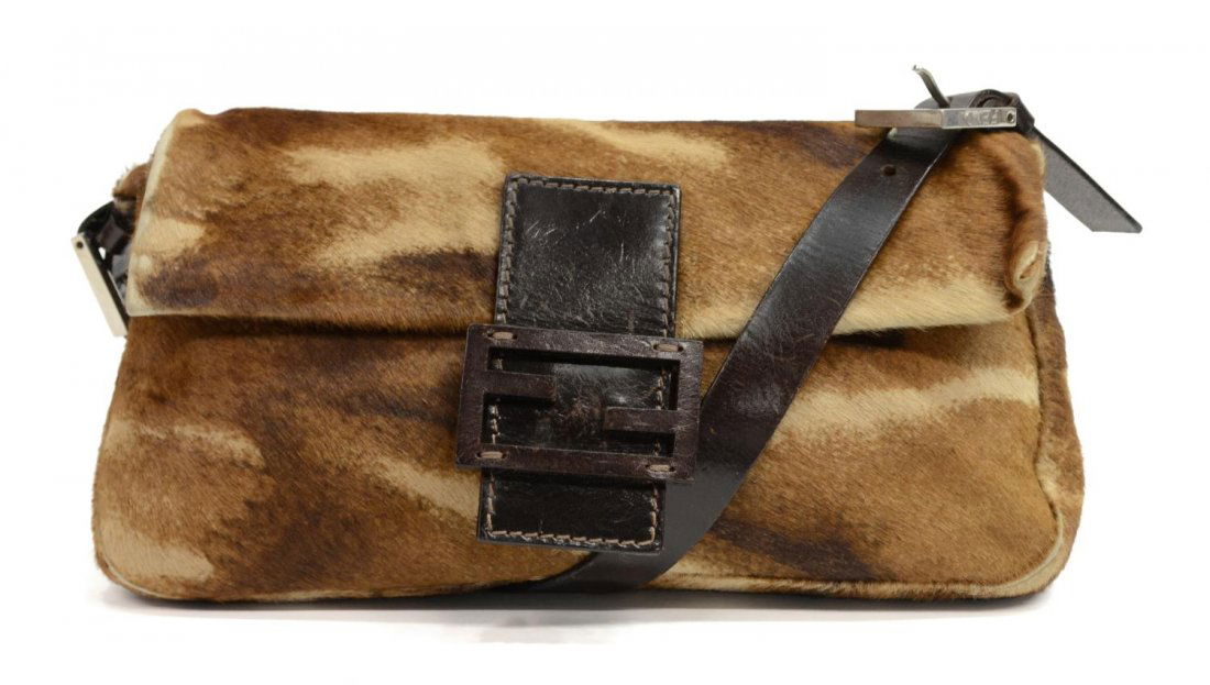 FENDI BAGUETTE BROWN PONY HAIR HANDBAG (1 of 5)