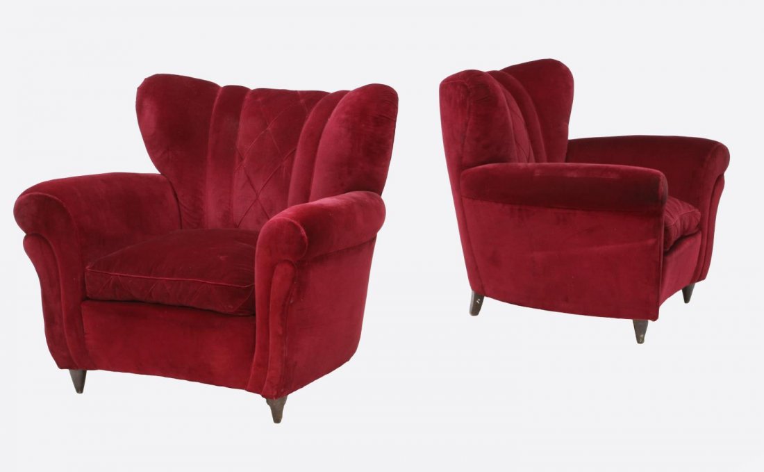 (2) ITALIAN MODERN WINGED ARM CHAIRS, C. 1940 (1 of 3)