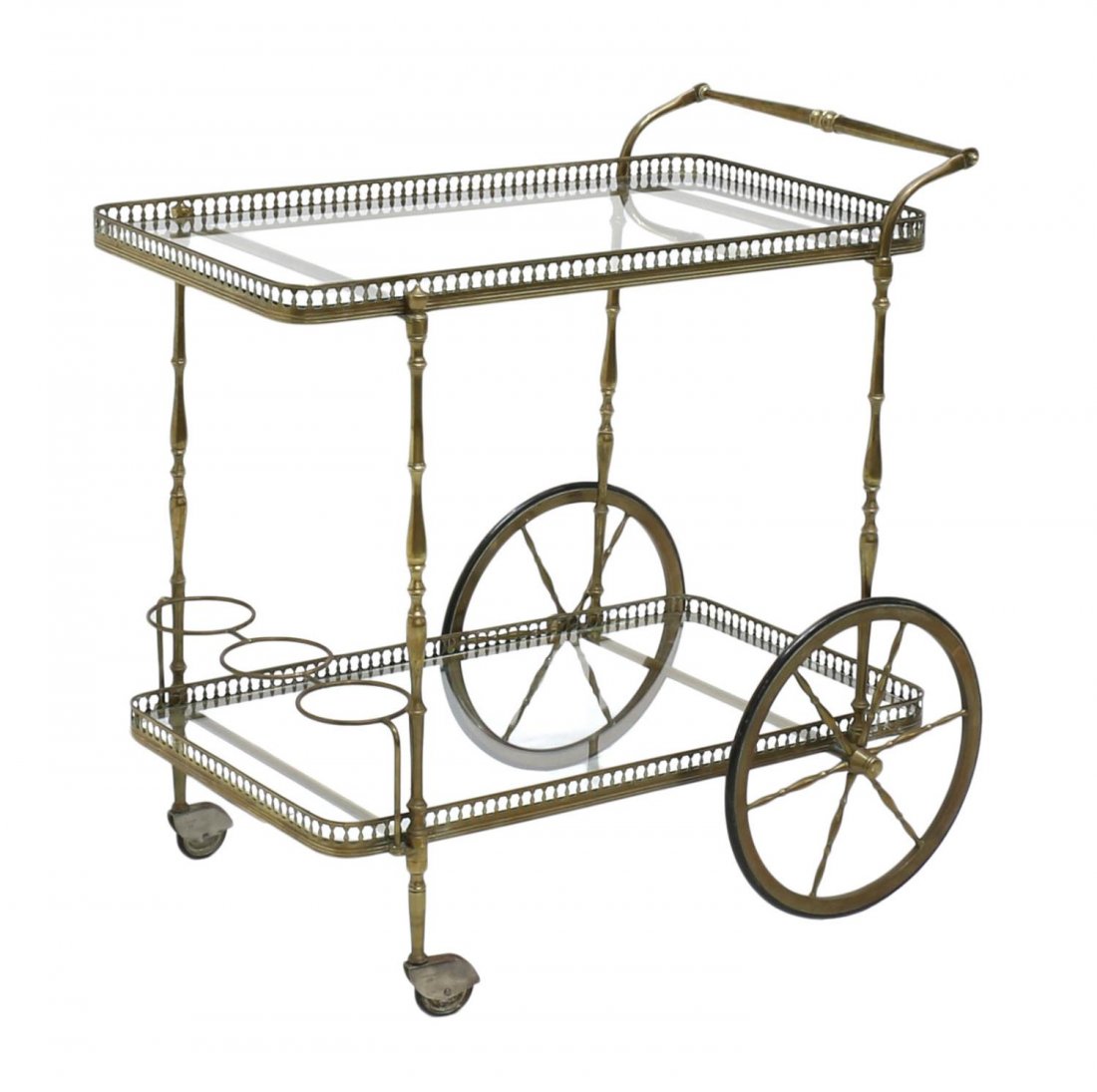 ITALIAN BRASS AND GLASS TEA CART (1 of 1)