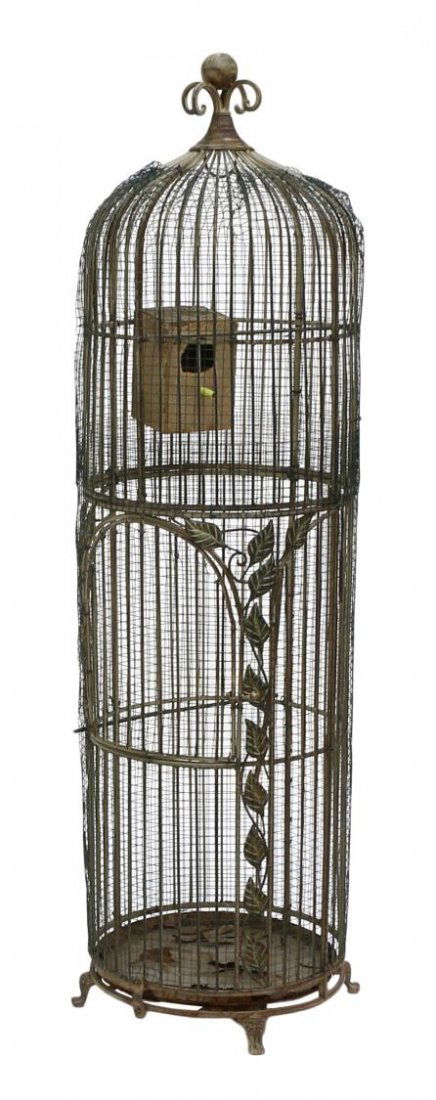 EARLY 20TH C. ITALIAN PAINTED METAL BIRD CAGE (1 of 2)