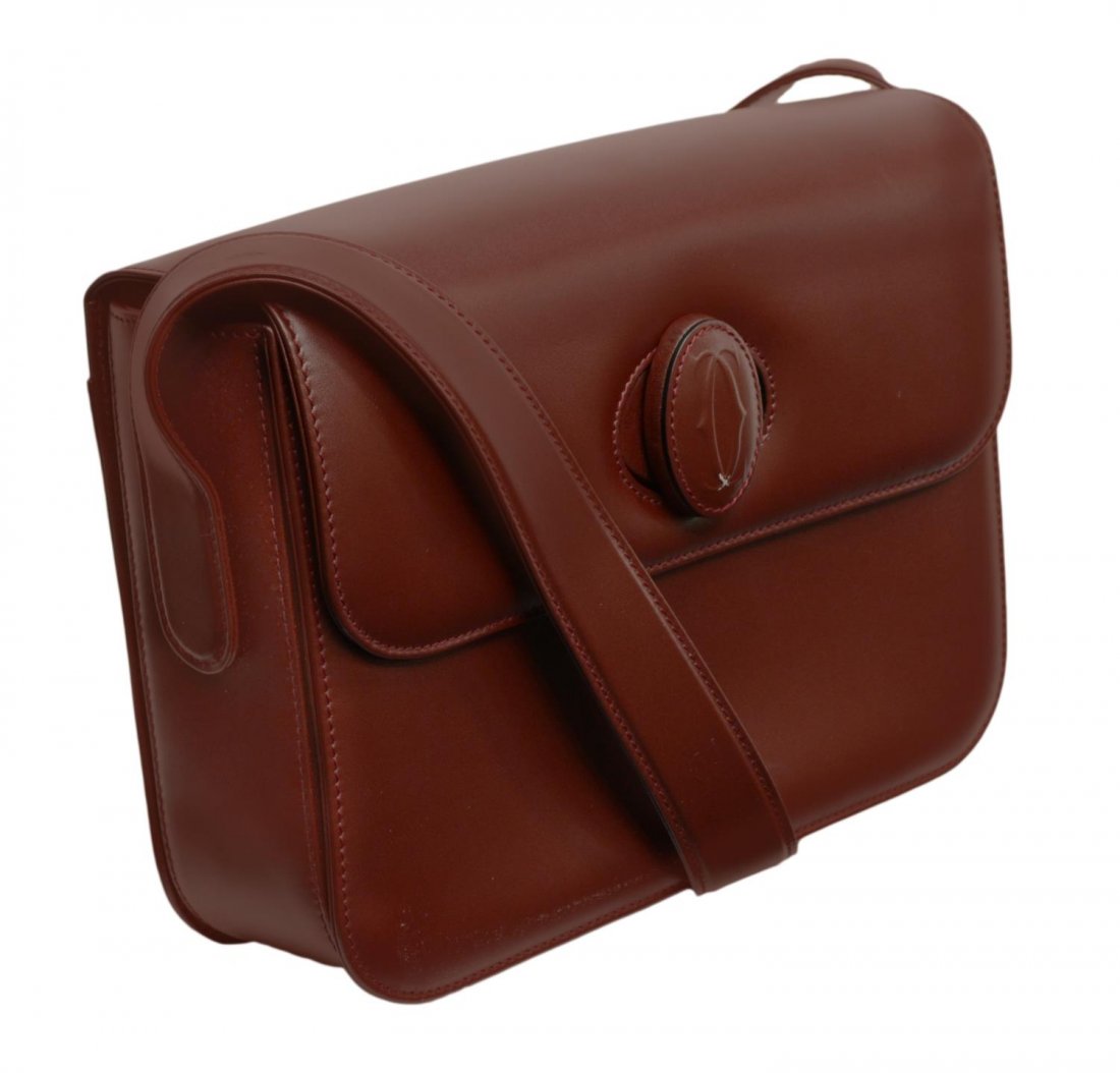 CARTIER BURGUNDY LEATHER SHOULDER BAG (1 of 5)
