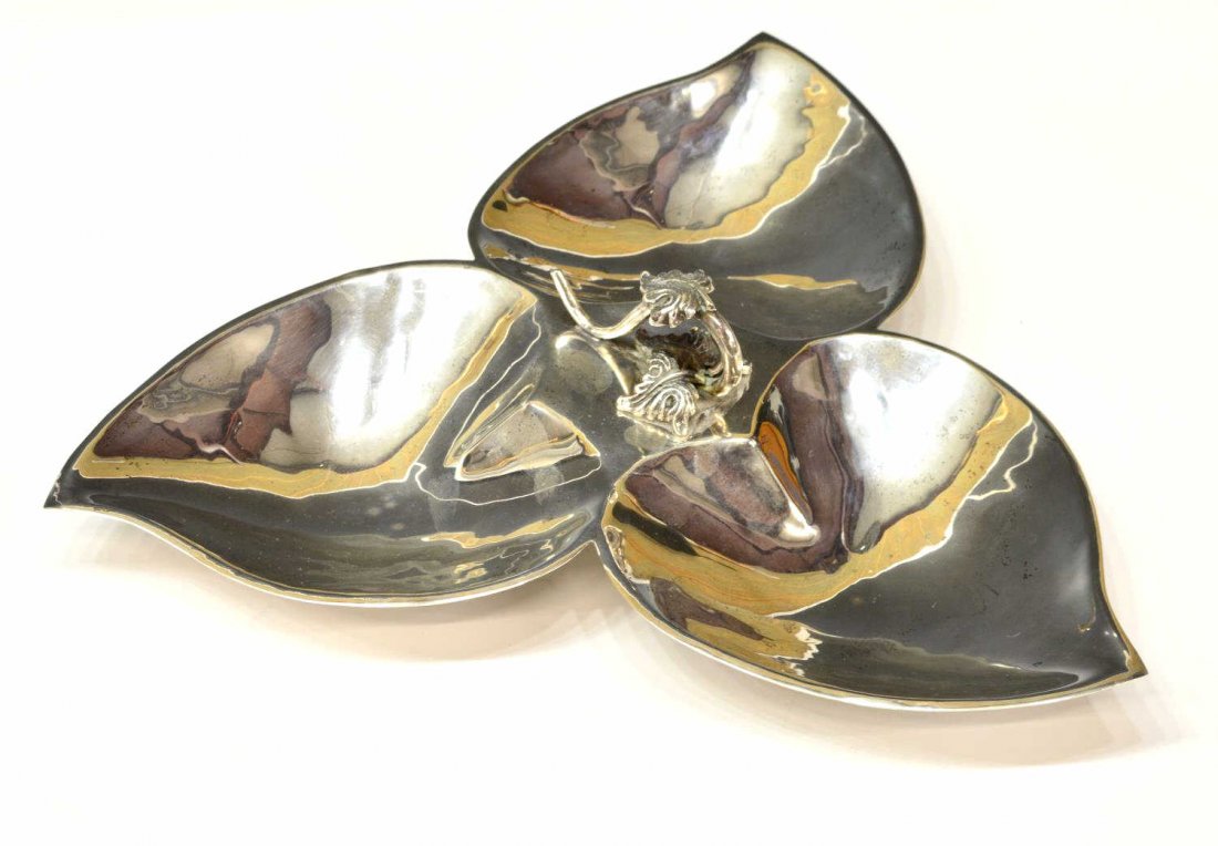 MEXICO STERLING SILVER LEAF-FORM SERVICE DISH (1 of 3)