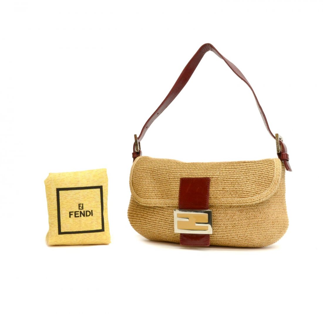 VINTAGE WOVEN & RED LEATHER FENDI SHOULDER BAG (1 of 5)