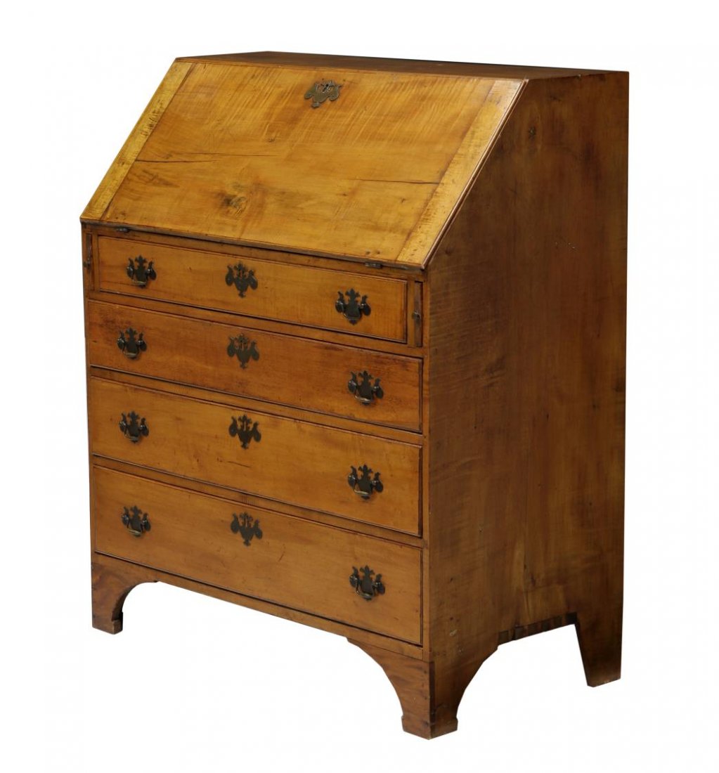 MASSACHUSETTS MAPLE DROP FRONT BUREAU SECRETARY (1 of 8)