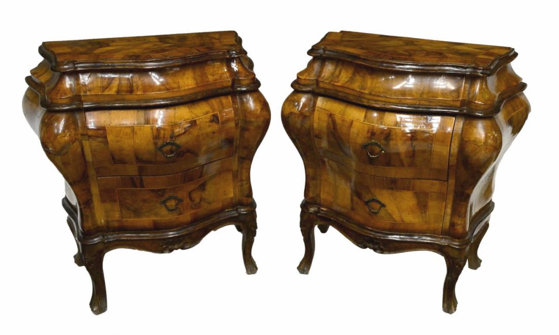 (2) ITALIAN BURLWOOD PATCHWORK BOMBE SIDE TABLES (1 of 7)
