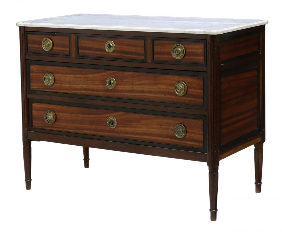FRENCH LOUIS XVI 18TH C. MARBLE TOP COMMODE (1 of 5)