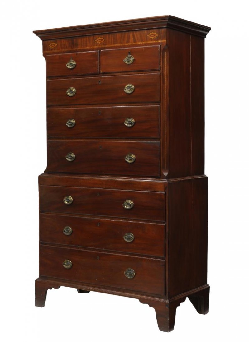 GEORGIAN MAHOGANY CHEST ON CHEST (1 of 7)