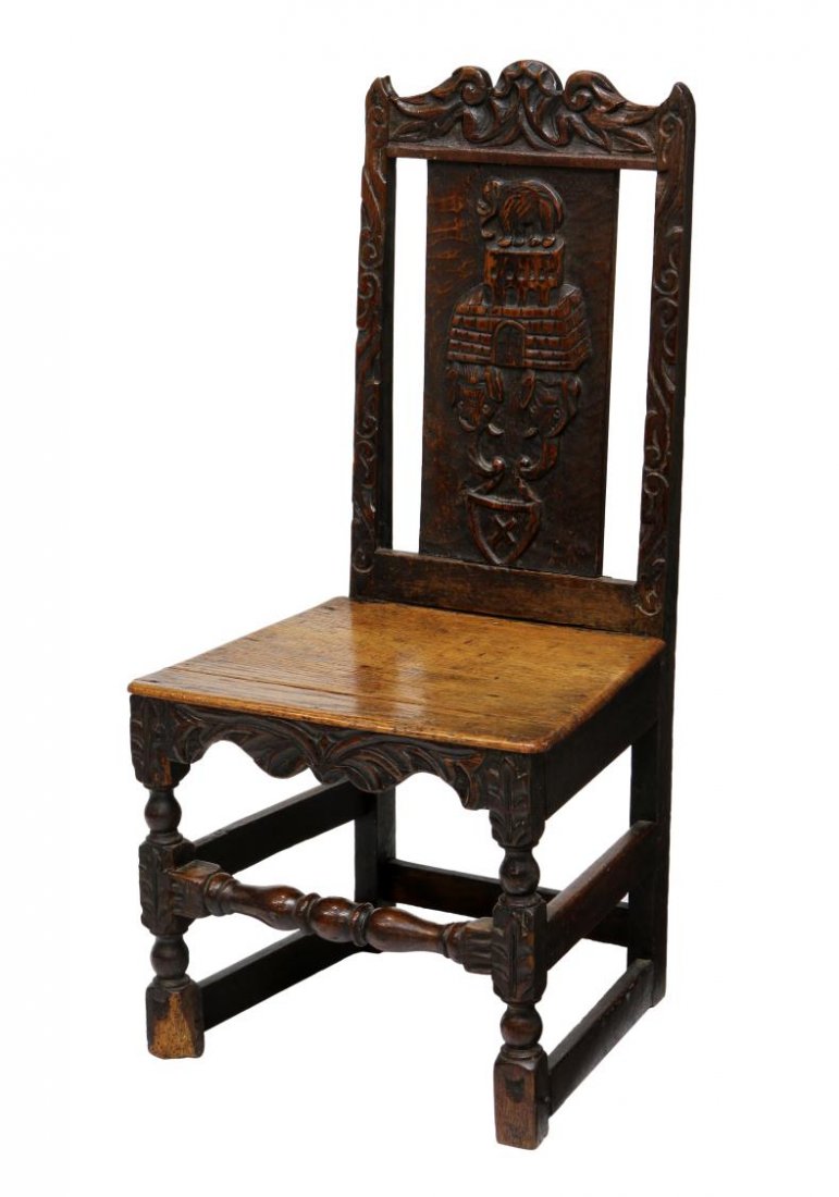 ANTIQUE ELEPHANT CARVED CHAIR, LIKELY 17TH C. (1 of 5)