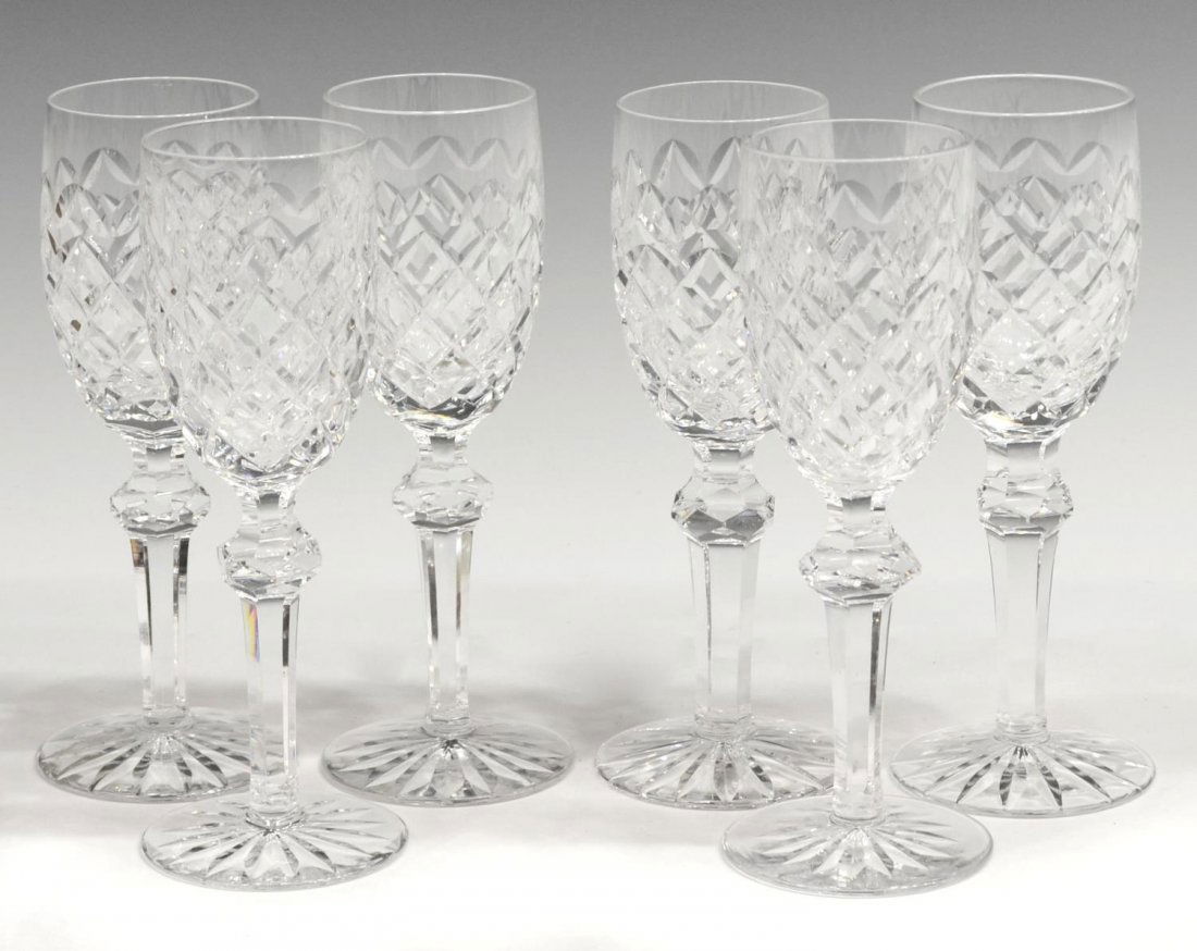 (6) WATERFORD CUT CRYSTAL POWERSCOURT STEMWARE (1 of 3)